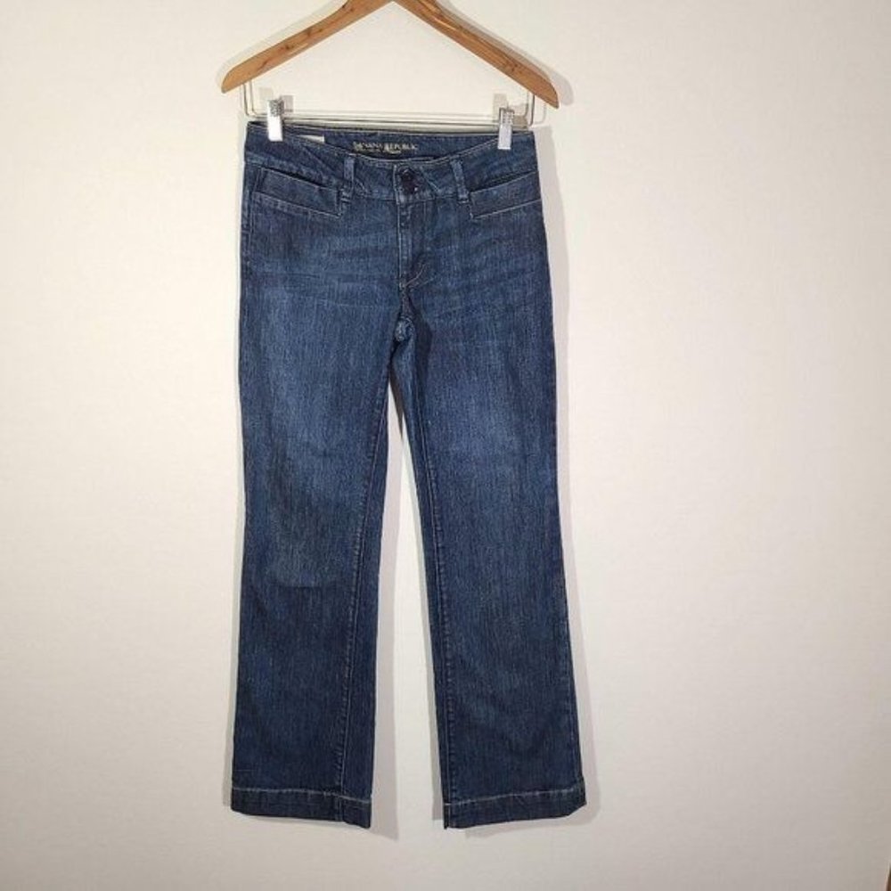 Banana Republic Women's Jeans Classic Wide Leg 6 Dark Fashion
